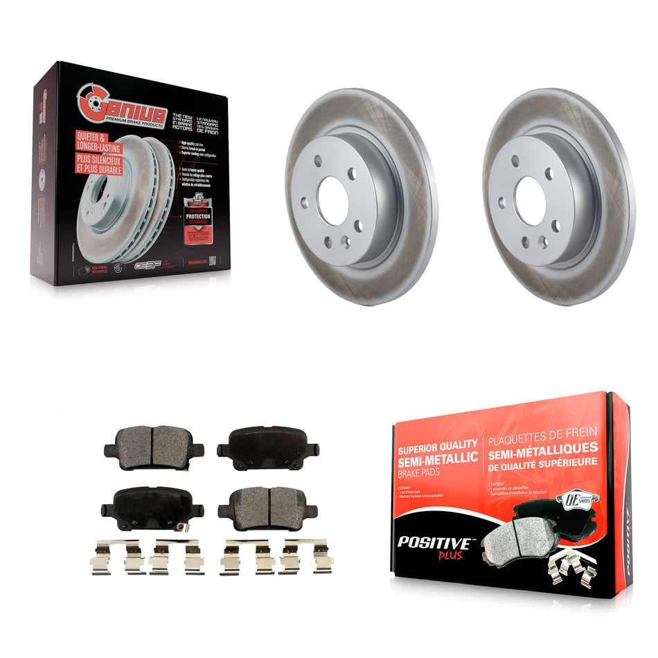 Rear Coated Disc Brake Rotors And Semi-Metallic Pads Kit For 2016 Chevrolet Cruze With 268mm Diameter Rotor KGF-101236