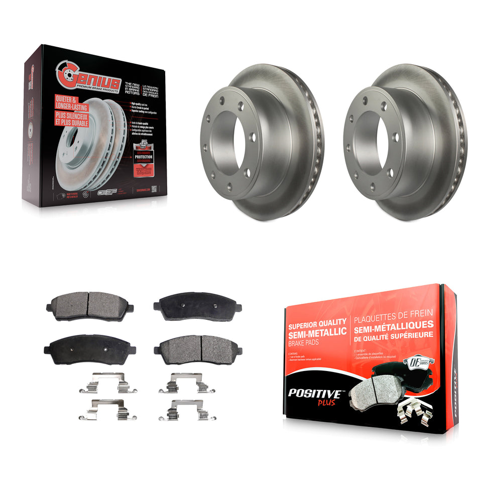 Rear Coated Disc Brake Rotors And Semi-Metallic Pads Kit For Ford F-250 Super Duty F-350 Excursion KGF-101255