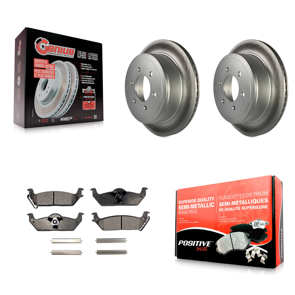 Rear Coated Disc Brake Rotors And Semi-Metallic Pads Kit For Ford F-150 Lincoln Mark LT KGF-101261