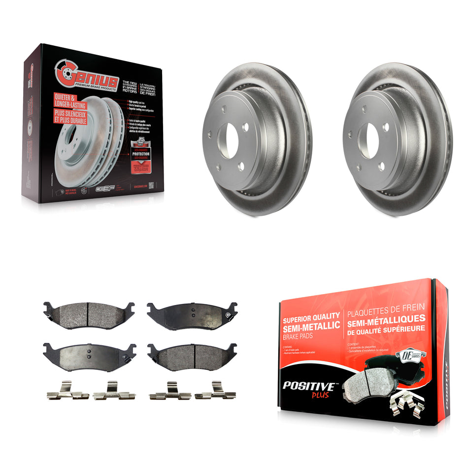 Rear Coated Disc Brake Rotors And Semi-Metallic Pads Kit For Dodge Ram 1500 KGF-101302