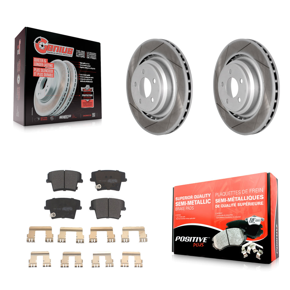 Rear Coated Disc Brake Rotors And Semi-Metallic Pads Kit For 2015 Dodge Charger R T Scat Pack with 6.4L KGF-101327