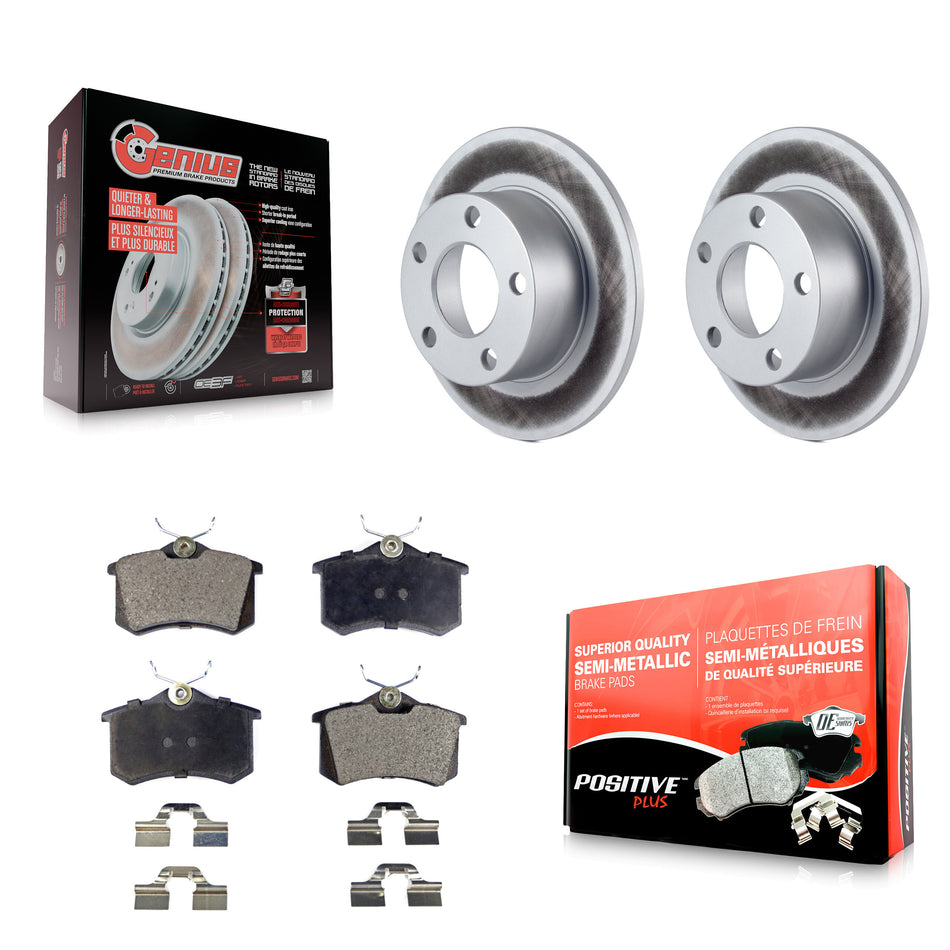 Rear Coated Disc Brake Rotors And Semi-Metallic Pads Kit For Volkswagen Passat Audi A6 KGF-101343