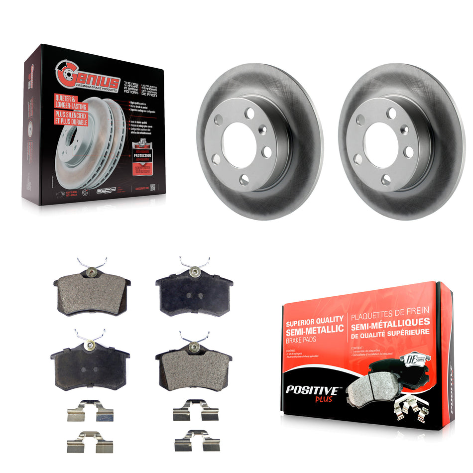Rear Coated Disc Brake Rotors And Semi-Metallic Pads Kit For 2007-2010 Volkswagen Beetle KGF-101356