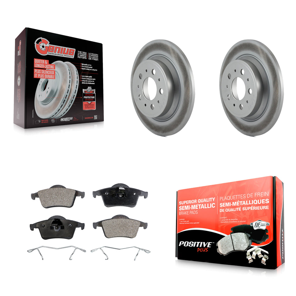 Rear Coated Disc Brake Rotors And Semi-Metallic Pads Kit For Volvo S60 V70 XC70 S80 KGF-101364