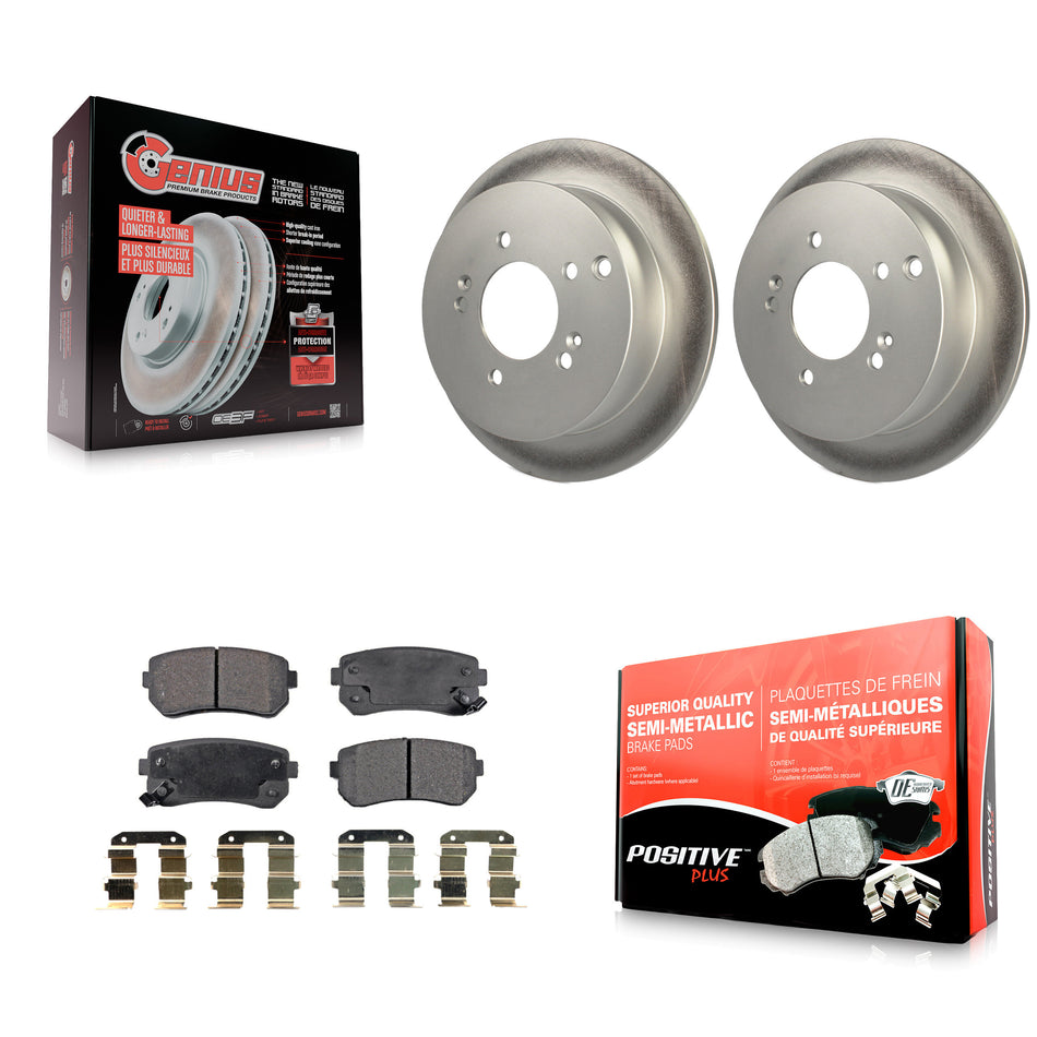 Rear Coated Disc Brake Rotors And Semi-Metallic Pads Kit For Hyundai Tucson Kia Sportage AWD KGF-101371