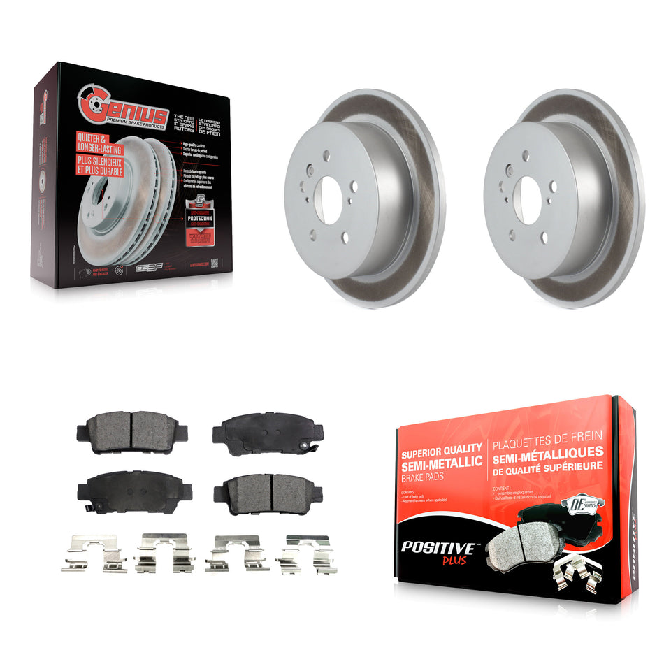 Rear Coated Disc Brake Rotors And Semi-Metallic Pads Kit For 2004-2010 Toyota Sienna KGF-101393