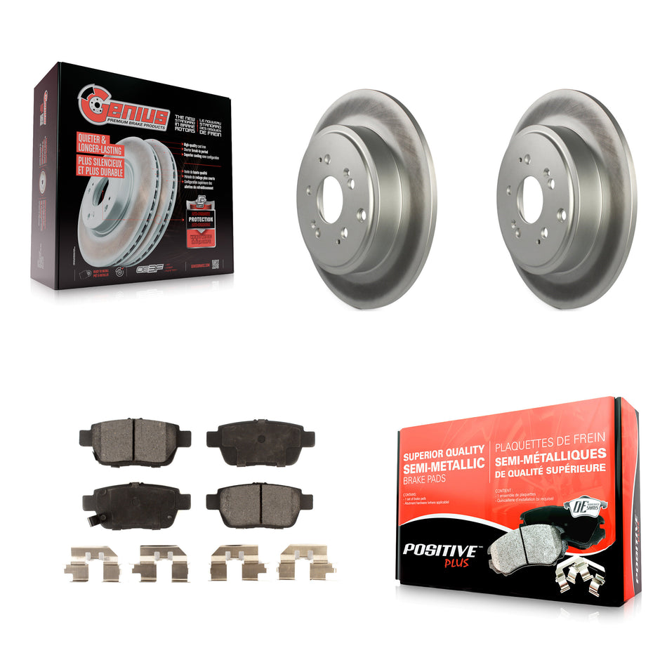 Rear Coated Disc Brake Rotors And Semi-Metallic Pads Kit For 2006-2014 Honda Ridgeline KGF-101416