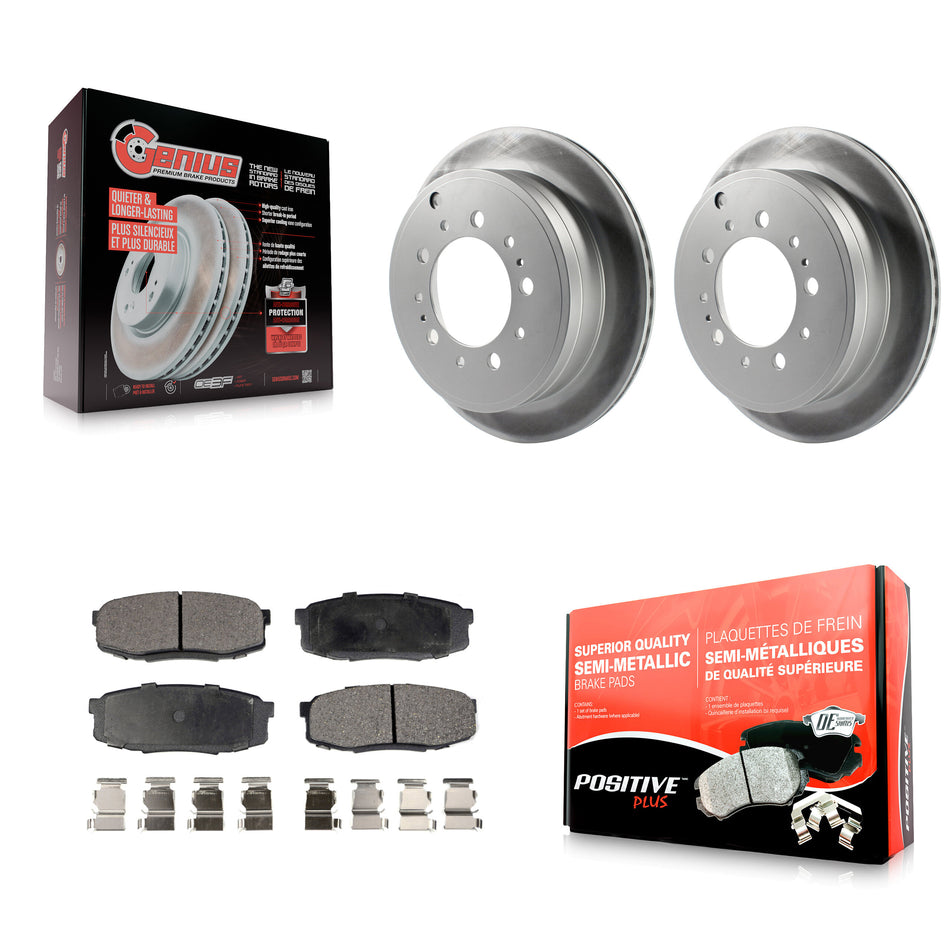 Rear Coated Disc Brake Rotors And Semi-Metallic Pads Kit For Toyota Tundra Sequoia Lexus LX570 Land Cruiser KGF-101464