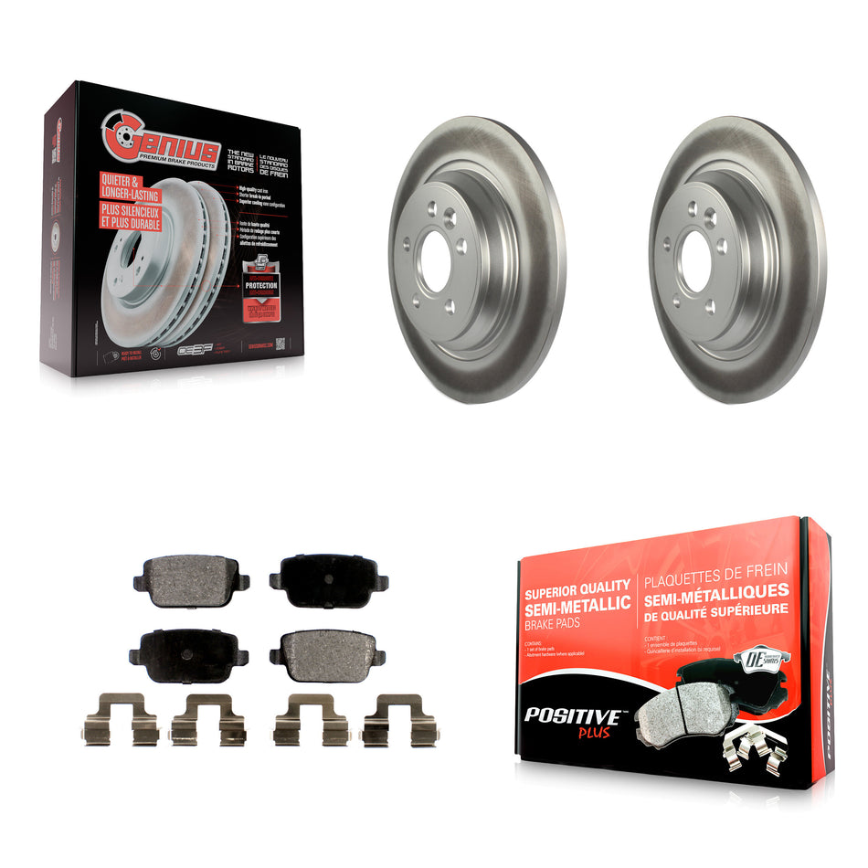 Rear Coated Disc Brake Rotors And Semi-Metallic Pads Kit For 2008-2011 Volvo S80 FWD With Electric Parking KGF-101473