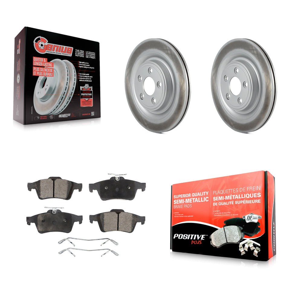 Rear Coated Disc Brake Rotors And Semi-Metallic Pads Kit For Jaguar XF XJ XK S-Type XJ8 Vanden Plas XKR XJR Super V8 KGF-101482