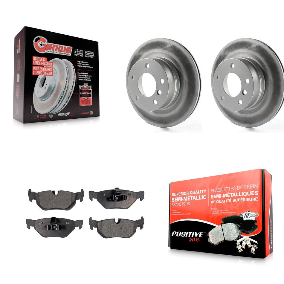 Rear Coated Disc Brake Rotors And Semi-Metallic Pads Kit For 2008-2013 BMW 128i KGF-101487