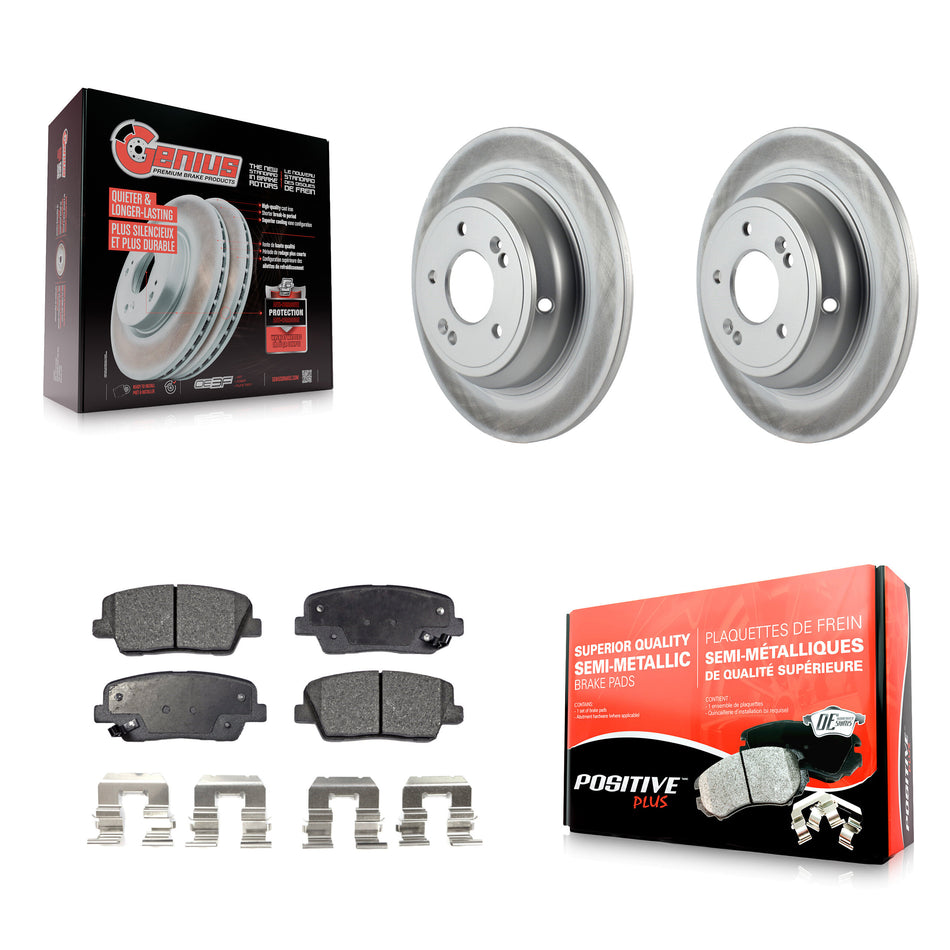 Rear Coated Disc Brake Rotors And Semi-Metallic Pads Kit For Hyundai Genesis KGF-101490