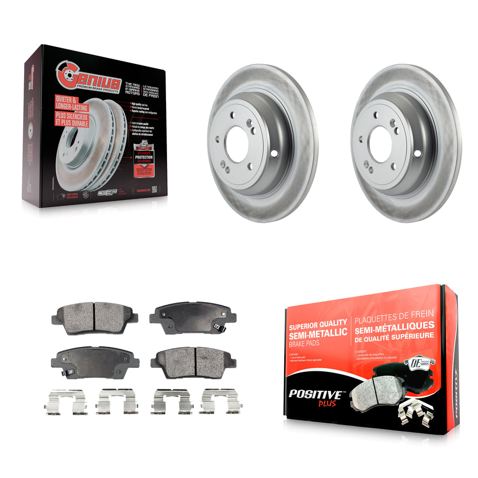 Rear Coated Disc Brake Rotors And Semi-Metallic Pads Kit For Hyundai Genesis G80 Kia K900 KGF-101491