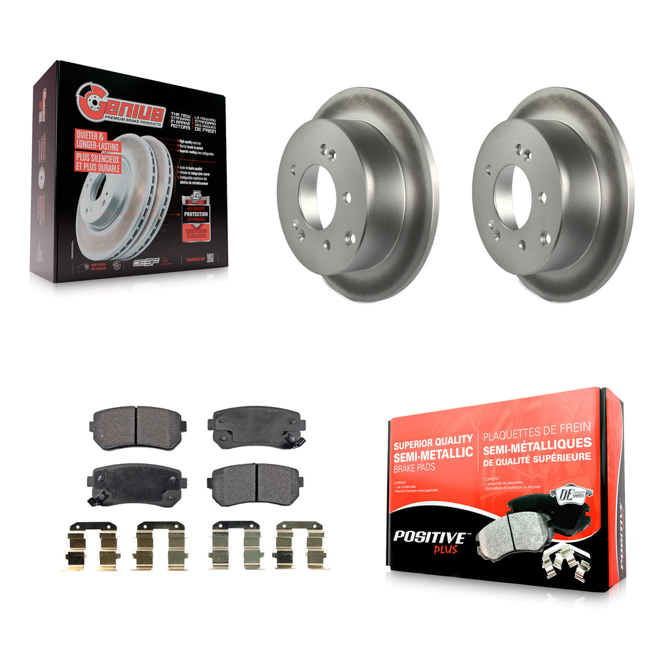 Rear Coated Disc Brake Rotors And Semi-Metallic Pads Kit For Kia Forte Koup Forte5 KGF-101497