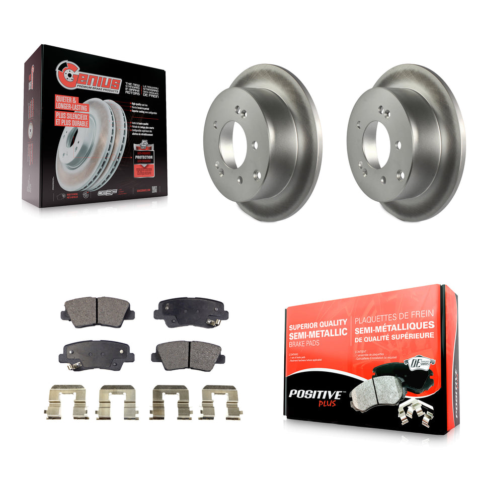 Rear Coated Disc Brake Rotors And Semi-Metallic Pads Kit For 2010-2013 Kia Soul KGF-101498