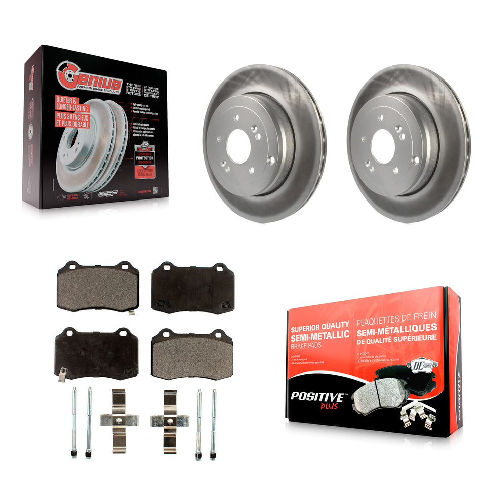 Rear Coated Disc Brake Rotors And Semi-Metallic Pads Kit For Hyundai Genesis Coupe KGF-101500