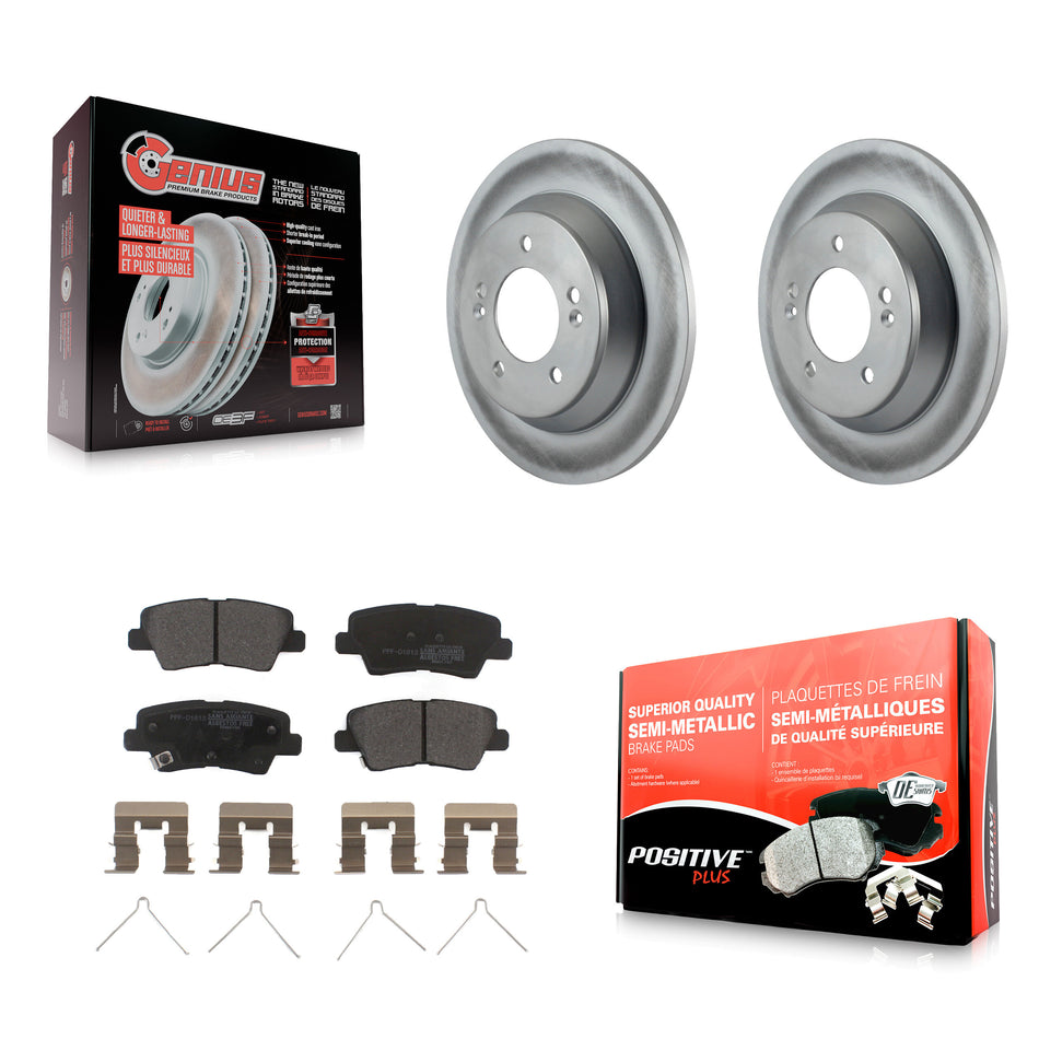 Rear Coated Disc Brake Rotors And Semi-Metallic Pads Kit For 2014-2017 Kia Rondo With Electric Parking KGF-101574