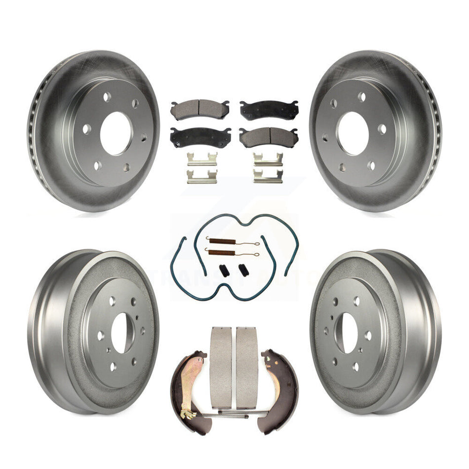 Front Rear Coated Disc Brake Rotors Semi-Metallic Pads And Drum Kit (7Pc) For Chevrolet Silverado 1500 GMC Sierra Classic KGF-101587
