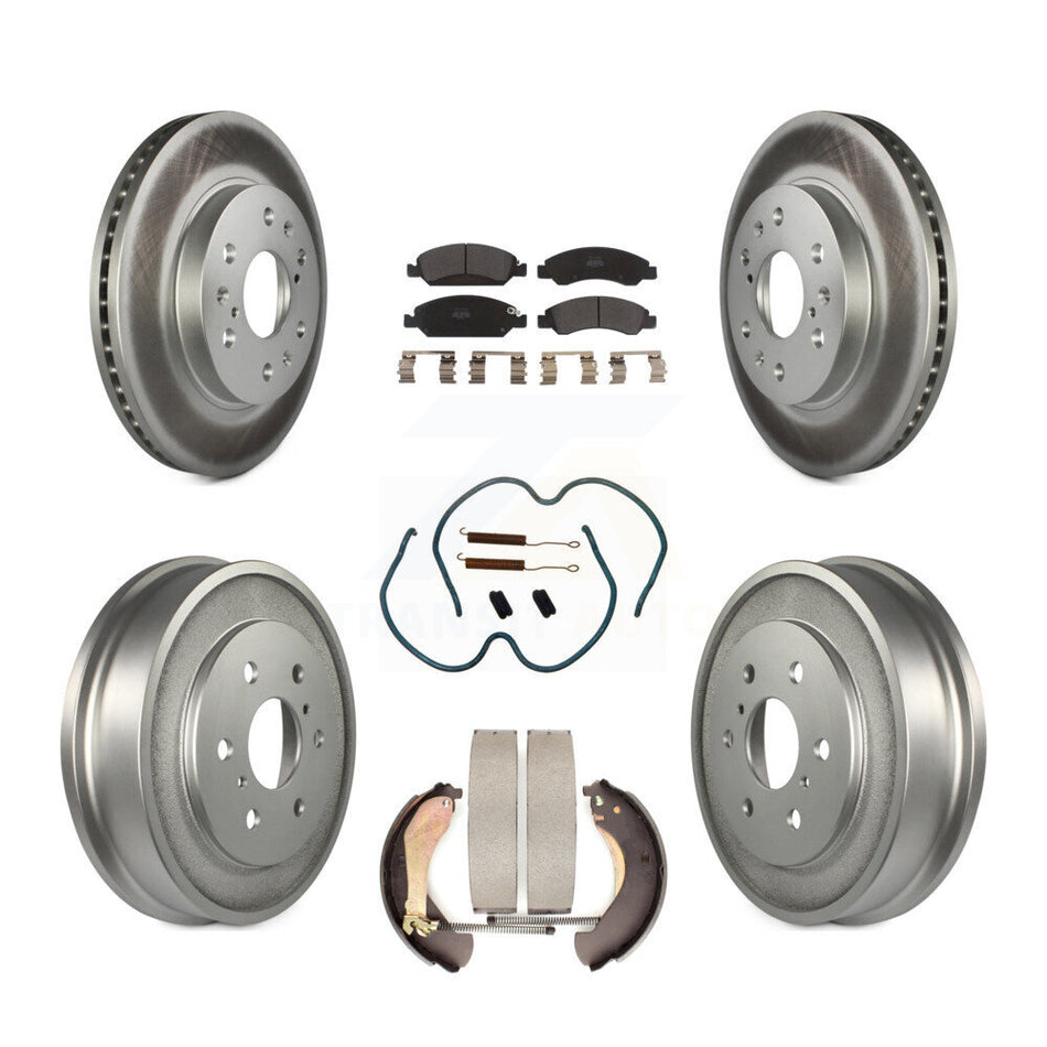Front Rear Coated Disc Brake Rotors Semi-Metallic Pads And Drum Kit (7Pc) For Chevrolet Silverado 1500 GMC Sierra Classic KGF-101590