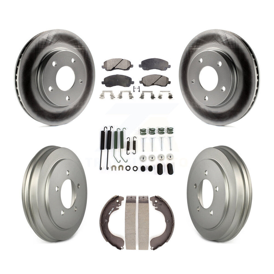 Front Rear Coated Disc Brake Rotors Semi-Metallic Pads And Drum Kit (7Pc) For Dodge Caliber KGF-101604