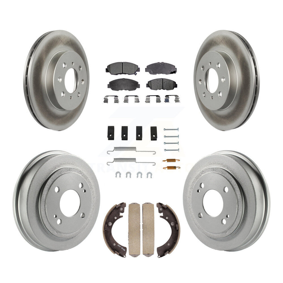Front Rear Coated Disc Brake Rotors Semi-Metallic Pads And Drum Kit (7Pc) For Honda Civic Acura EL KGF-101608