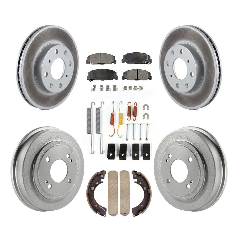 Front Rear Coated Disc Brake Rotors Semi-Metallic Pads And Drum Kit (7Pc) For Honda Civic KGF-101614