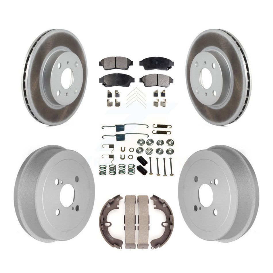 Front Rear Coated Disc Brake Rotors Semi-Metallic Pads And Drum Kit (7Pc) For 1993-1997 Toyota Corolla Geo Prizm KGF-101617