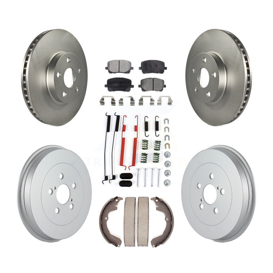 Front Rear Coated Disc Brake Rotors Semi-Metallic Pads And Drum Kit (7Pc) For Toyota Matrix Pontiac Vibe KGF-101621