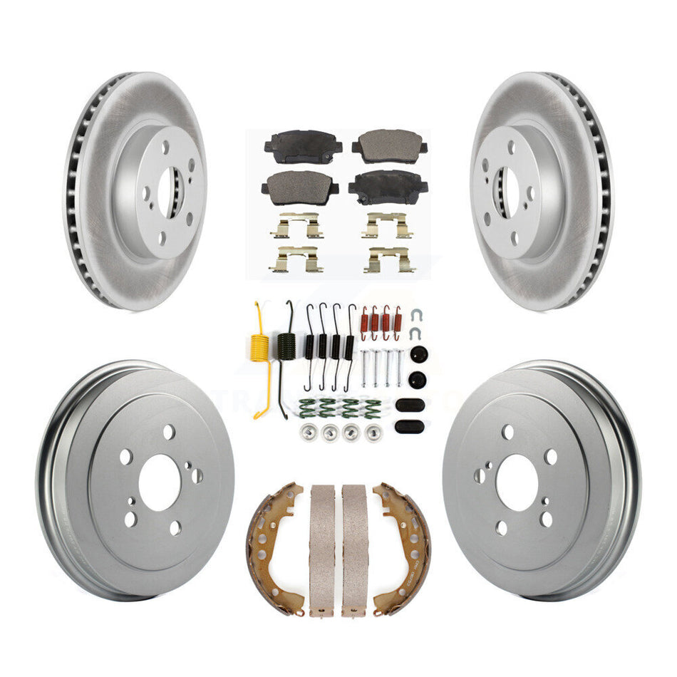 Front Rear Coated Disc Brake Rotors Semi-Metallic Pads And Drum Kit (7Pc) For 2004-2007 Toyota Prius KGF-101629