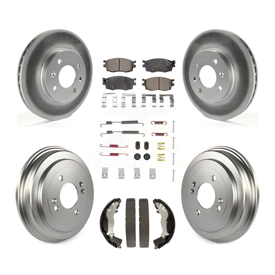 Front Rear Coated Disc Brake Rotors Semi-Metallic Pads And Drum Kit (7Pc) For Hyundai Accent Kia Rio Rio5 KGF-101631