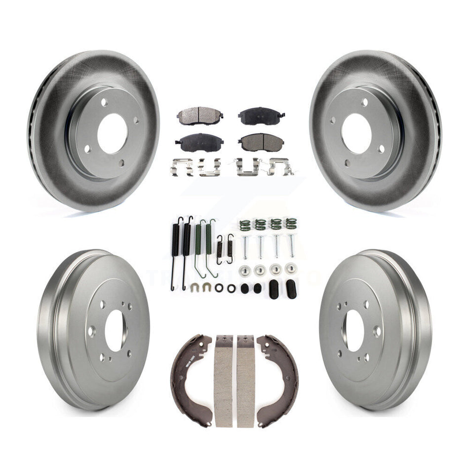 Front Rear Coated Disc Brake Rotors Semi-Metallic Pads And Drum Kit (7Pc) For Nissan Sentra Versa Cube KGF-101633