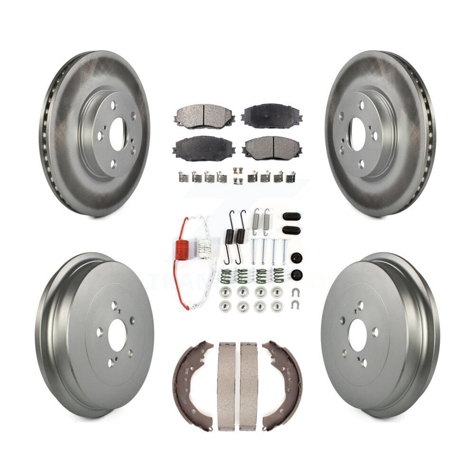 Front Rear Coated Disc Brake Rotors Semi-Metallic Pads And Drum Kit (7Pc) For Toyota Corolla KGF-101634