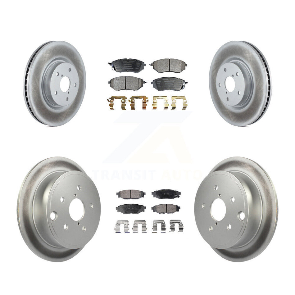 Front Rear Coated Disc Brake Rotors And Semi-Metallic Pads Kit For Subaru WRX KGF-101669