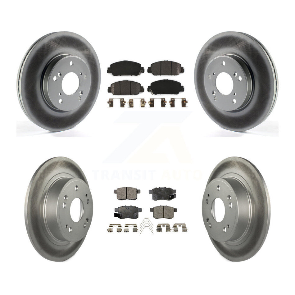 Front Rear Coated Disc Brake Rotors And Semi-Metallic Pads Kit For Honda Accord KGF-101672