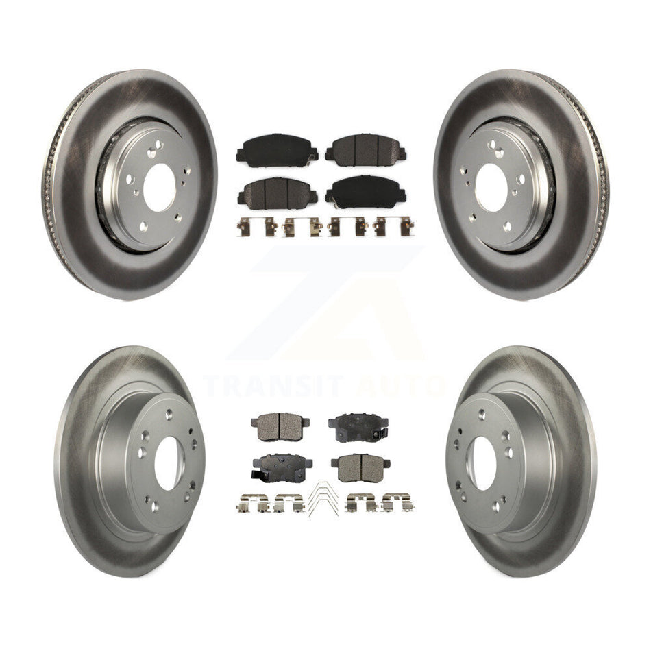 Front Rear Coated Disc Brake Rotors And Semi-Metallic Pads Kit For 2017 Honda Accord Hybrid EX-L Touring KGF-101673