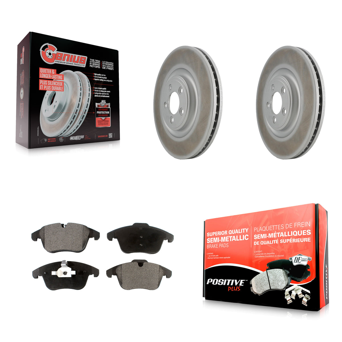 Front Coat Brake Rotors Semi-Metallic Pad Kit For 10 Jaguar XF Base/Premium Luxury/Luxury KGF-101680