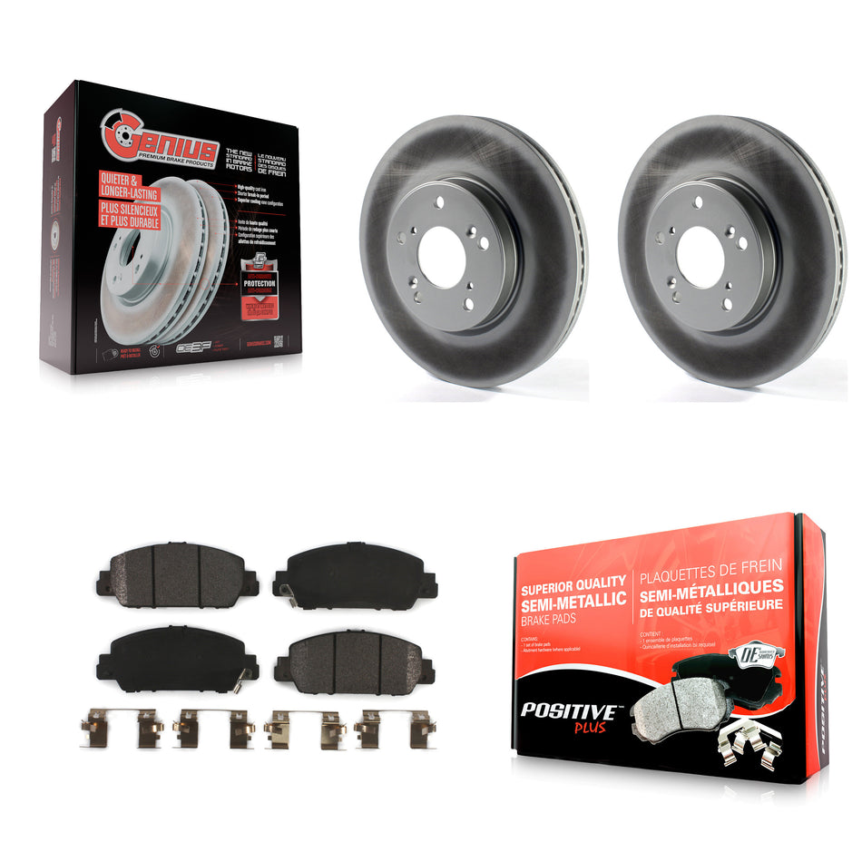 Front Coated Disc Brake Rotors And Semi-Metallic Pads Kit For Honda Accord HR-V KGF-101682