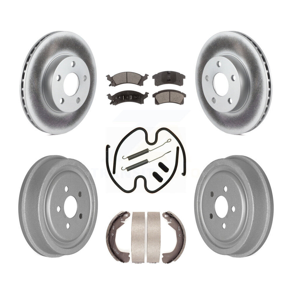 Front Rear Coated Disc Brake Rotors Semi-Metallic Pads And Drum Kit (7Pc) For 2003 Chevrolet Cavalier With 225mm x 45mm Size KGF-101686