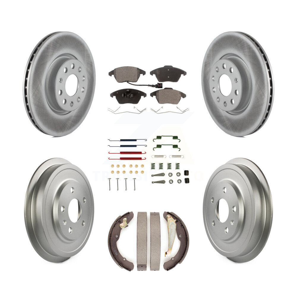 Front Rear Coated Disc Brake Rotors Semi-Metallic Pad Drum Kit (7Pc) For Volkswagen Jetta KGF-101706