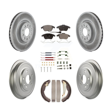Front Rear Coated Disc Brake Rotors Semi-Metallic Pad Drum Kit (7Pc) For Volkswagen Jetta KGF-101706