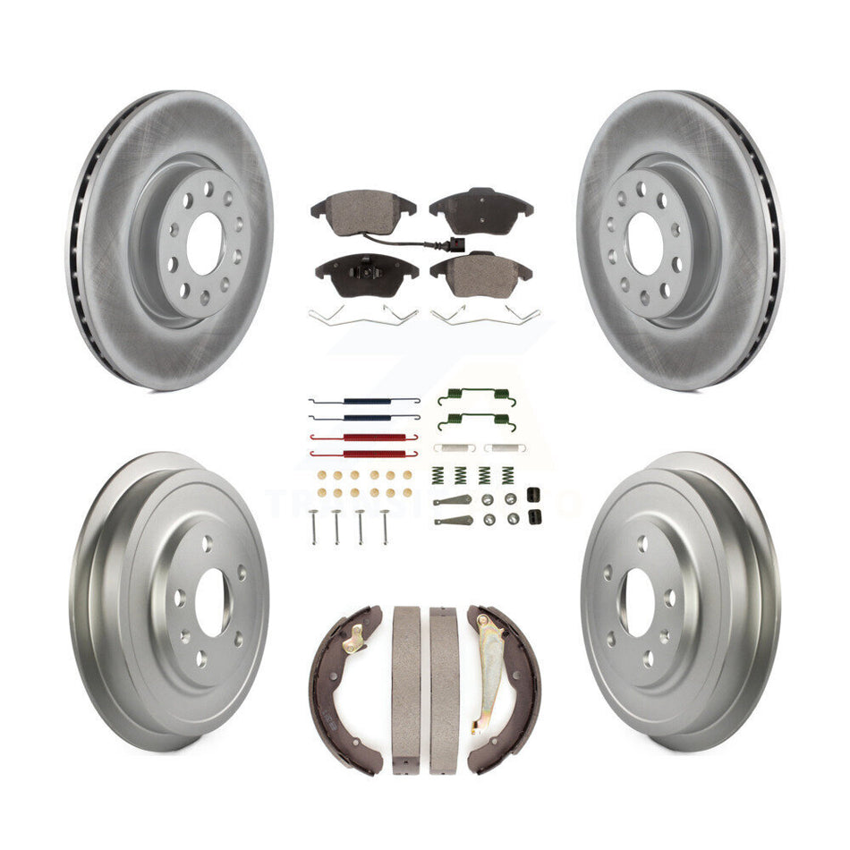 Front Rear Coated Disc Brake Rotors Semi-Metallic Pad Drum Kit (7Pc) For Volkswagen Jetta KGF-101706