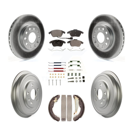Front Rear Coated Disc Brake Rotors Semi-Metallic Pad Drum Kit (7Pc) For Volkswagen Jetta KGF-101707