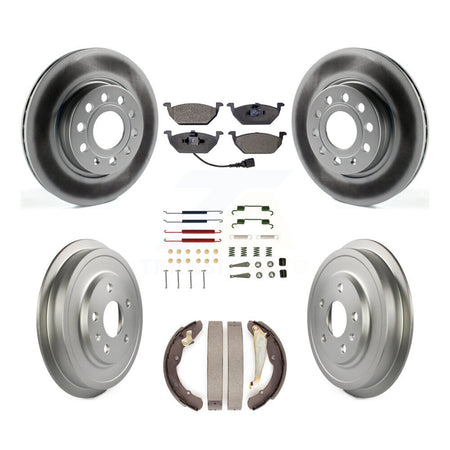 Front Rear Coated Disc Brake Rotors Semi-Metallic Pad Drum Kit (7Pc) For Volkswagen Jetta KGF-101708