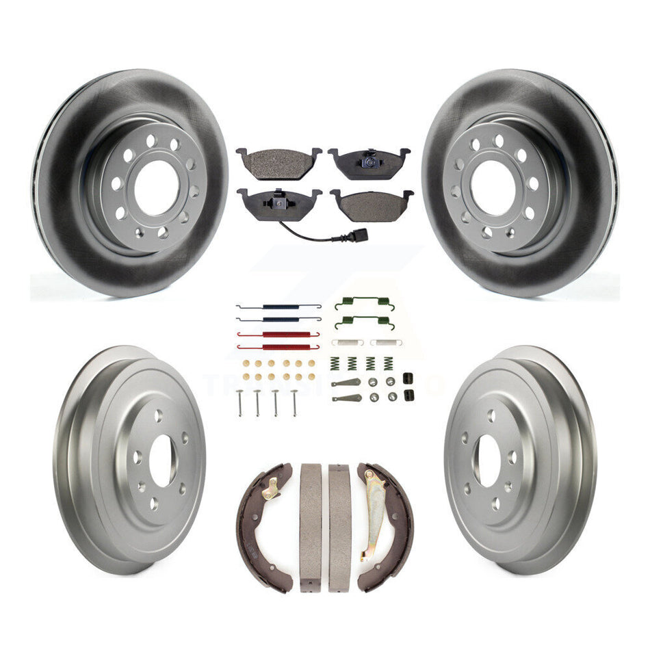 Front Rear Coated Disc Brake Rotors Semi-Metallic Pad Drum Kit (7Pc) For Volkswagen Jetta KGF-101708