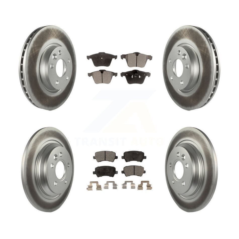 Front Rear Coated Disc Brake Rotors And Semi-Metallic Pads Kit For 2008 Volvo V70 With 300mm Diameter Rotor KGF-101711