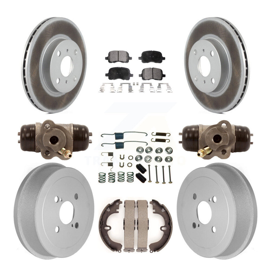 Front Rear Coated Disc Brake Rotors Semi-Metallic Pads And Drum Kit (9Pc) For Toyota Corolla Non-ABS KGF-101724