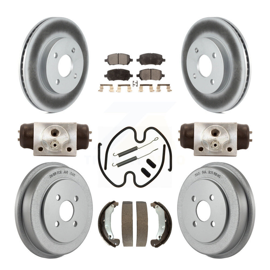 Front Rear Coated Disc Brake Rotors Semi-Metallic Pads And Drum Kit (9Pc) For 2003 Saturn Ion KGF-101735
