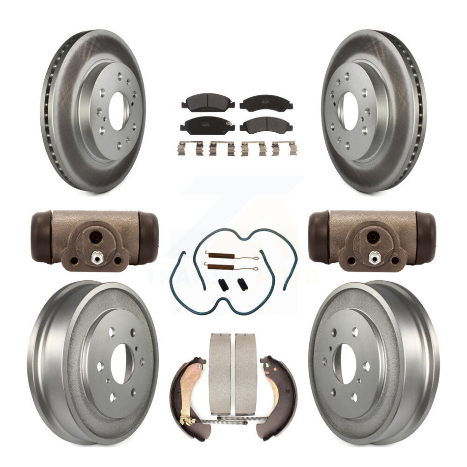 Front Rear Coated Disc Brake Rotors Semi-Metallic Pads And Drum Kit (9Pc) For Chevrolet Silverado 1500 GMC Sierra Classic KGF-101741