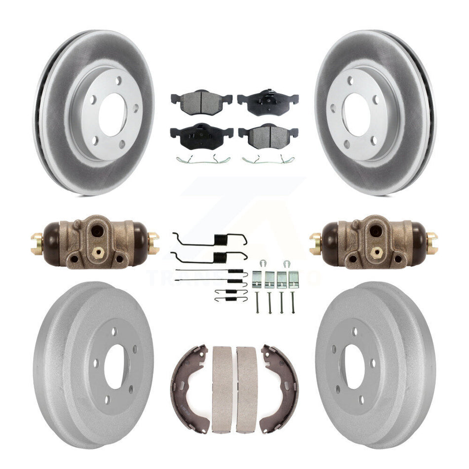 Front Rear Coated Disc Brake Rotors Semi-Metallic Pads And Drum Kit (9Pc) For Ford Escape Mazda Tribute Mercury Mariner KGF-101749