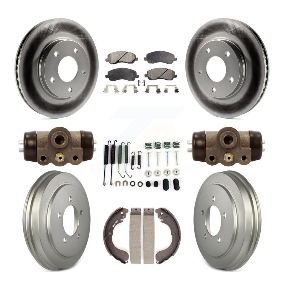 Front Rear Coated Disc Brake Rotors Semi-Metallic Pads And Drum Kit (9Pc) For Dodge Caliber KGF-101754